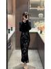 Modernes Schwarzes Samt-Cheongsam-Kleid für Damen - Herbst/Winter High-End-Mode