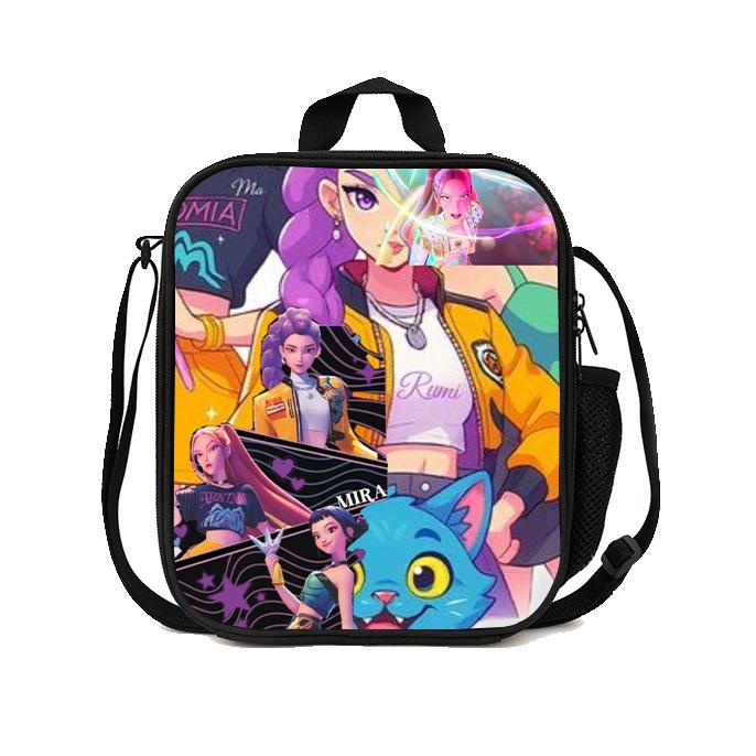 Gedruckte Hexenjäger K-Pop Essensbeutel, Studentin Huntrix Kpop Picknicktasche Kühltasche, Thermoisolierbeutel