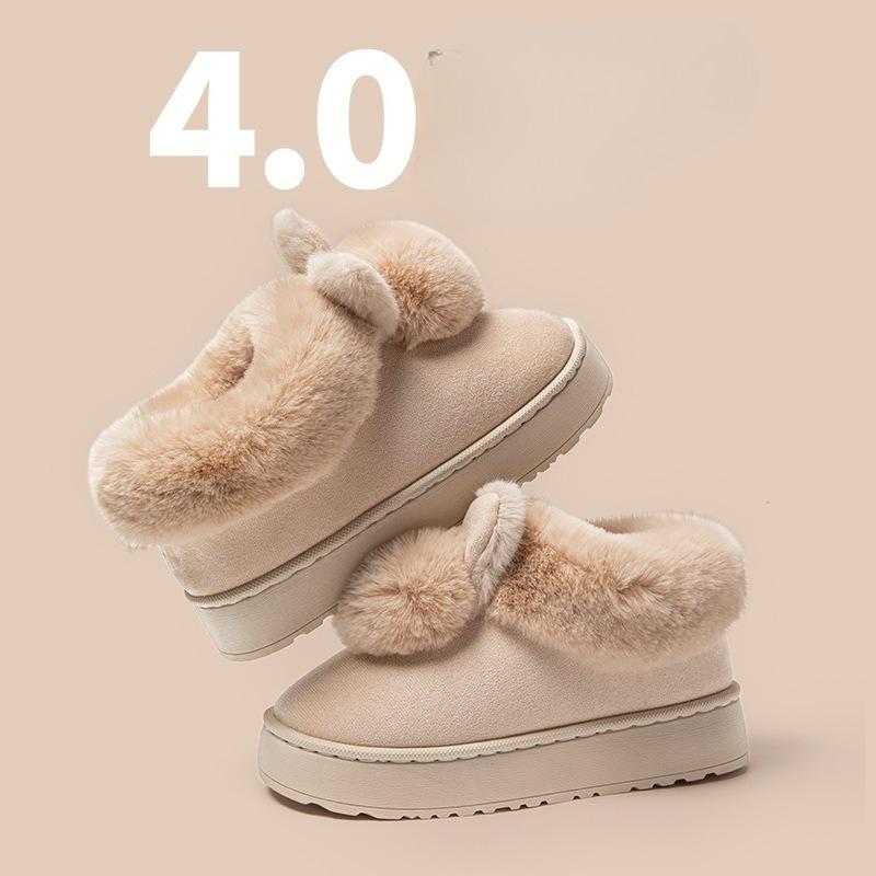 

Зимние плюшевые тапочки для женщин Толстая подошва Домашняя обувь Уютные комнатные тапочки из искусственного кроличьего меха с закрытой пяткой 40-41 бежевый