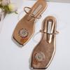Fashion Women Summer Flat Rhinestone Flower Beach Slippers Comfy Clip Toe Lady Flat Beach Sandals Casual Female Flip Flops