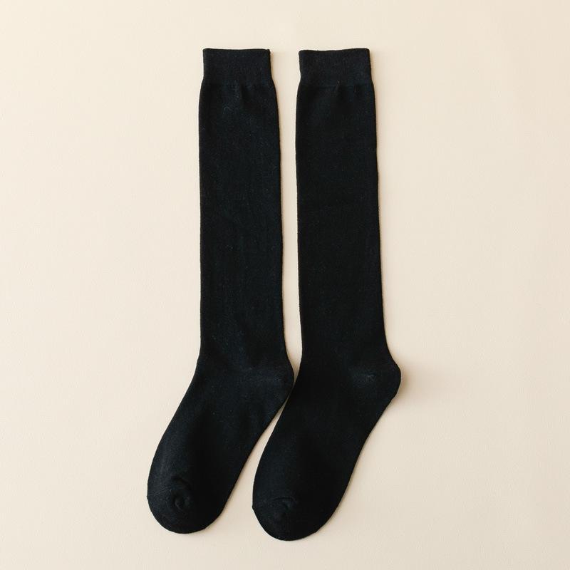 

Длинные хлопковые носки для девочек, женские чулки, весна-осень, высокие чулки, женские чулки, модные носки для школьной формы One Size чёрный