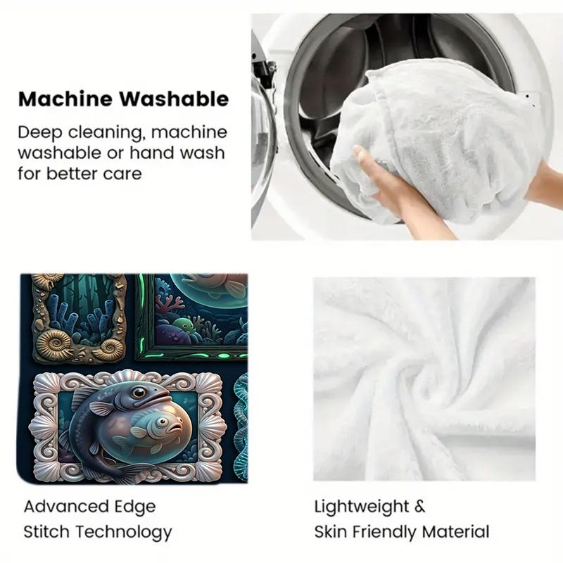 Underwater Fish Art 2D Flat Pattern Flannel Blanket, High Quality All Seasons, Home Decor, Warmth and Comfort, Perfect for Christmas Gifts.