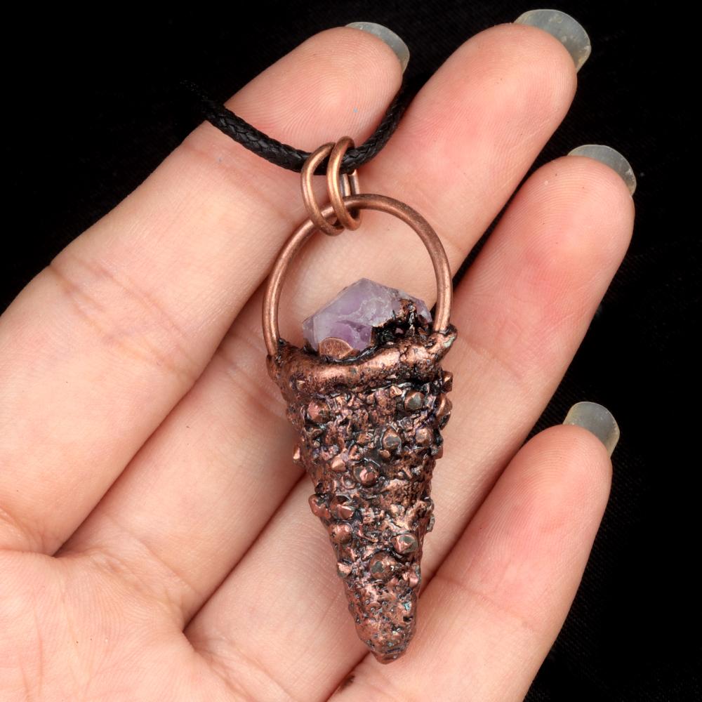 

Винтажный кулон из натурального камня, кристалл бронзового цвета, подвеска в форме мороженого, ожерелье для женщин, подарок на день рождения 35-42mm фиолетовый