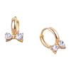 1 Pair Women Circle Earrings, Bow Design Zinc Alloy Earrings with Transparent Cubic Zirconia, Goddess Style Earrings for Daily Wear Work Party