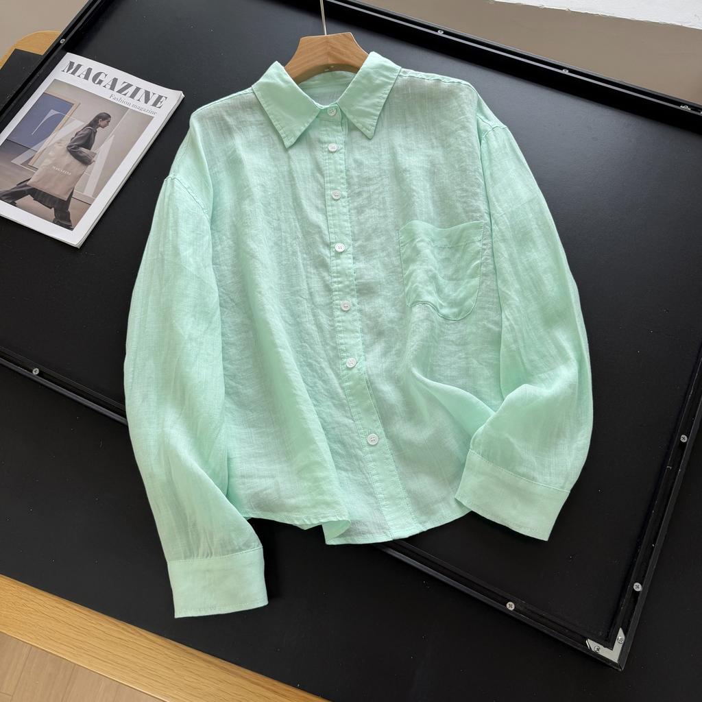1116 summer new thin ramie shirt sunscreen shirt women's light luxury high-end sunscreen clothes women's top
