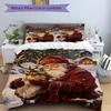 3Pcs Santa Claus Reindeer Bedding Set Quilt Cover Pillowcase Home Christmas Halloween Gift 1 Duvet Cover 2 Pillowcase S1110