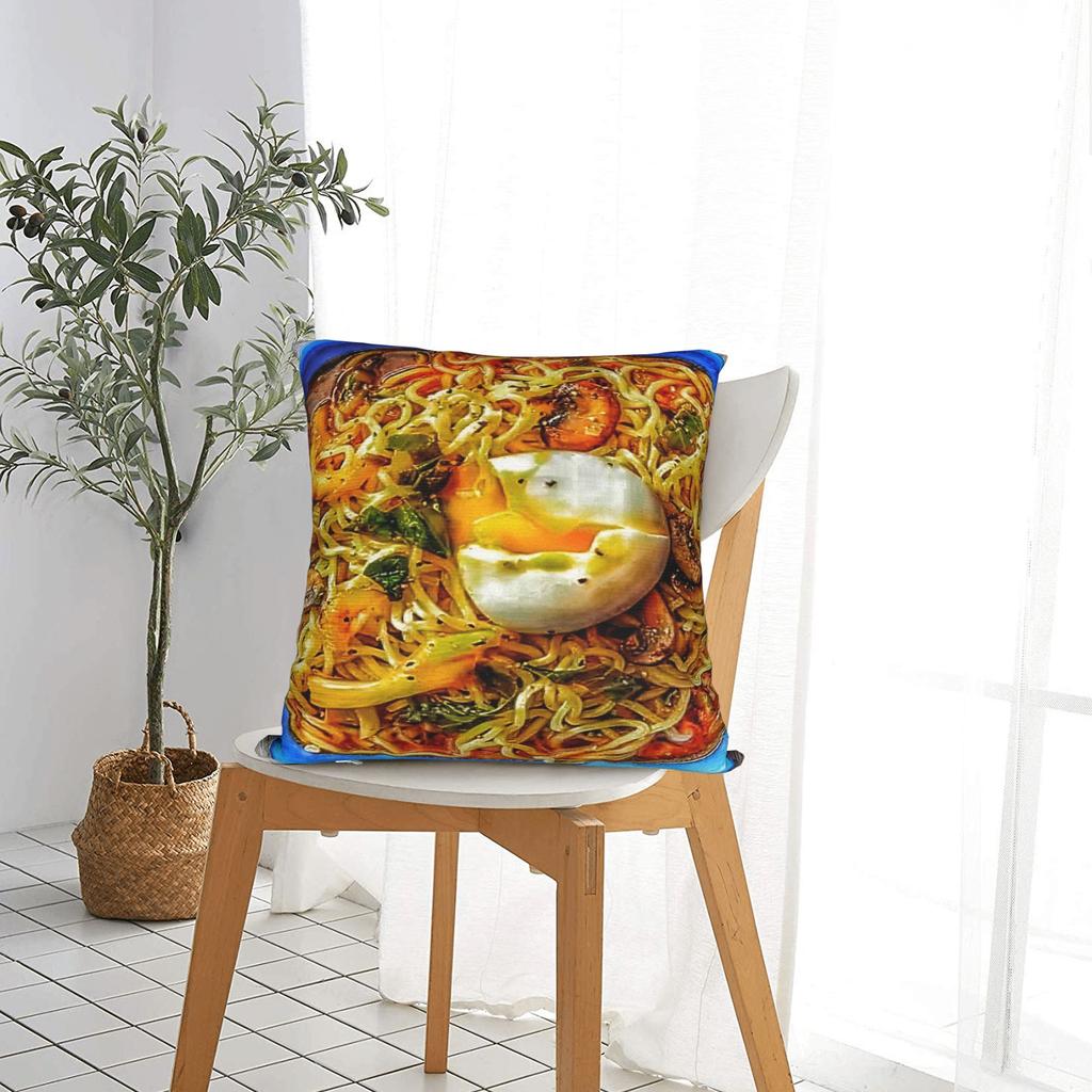 Spicy Shrimp Combination Noodles Pillowcases  Kawaii Pillow Case For Living Room Chair Soft Pillow Cover