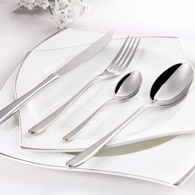 24 Pcs 18/10 Stainless Steel Black Gold Silver Cutlery Dinnerware Meat Knives Coffee Spoon Fork Flatware Set Dishwasher Safe