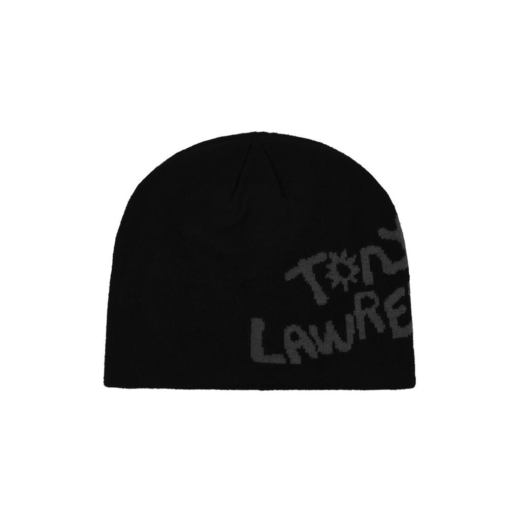 Tonilolenseu Jacquard Lettering Logo Beanie Black