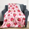 1pc Strawberry Heart Lightweight Flannel Blanket, Comfortable and Warm Blanket, for Office and Camping Sofa Bed037