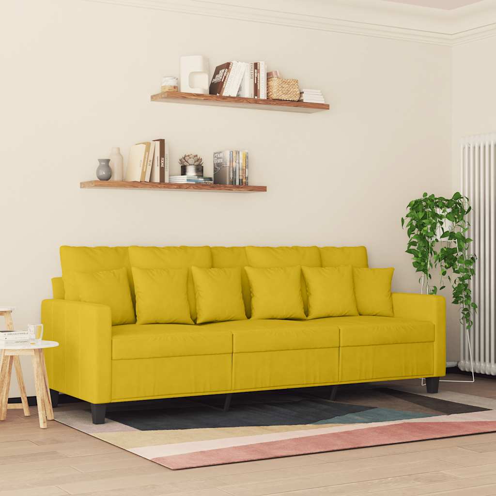 3 Seater Yellow Sofa 180 cm Velvet