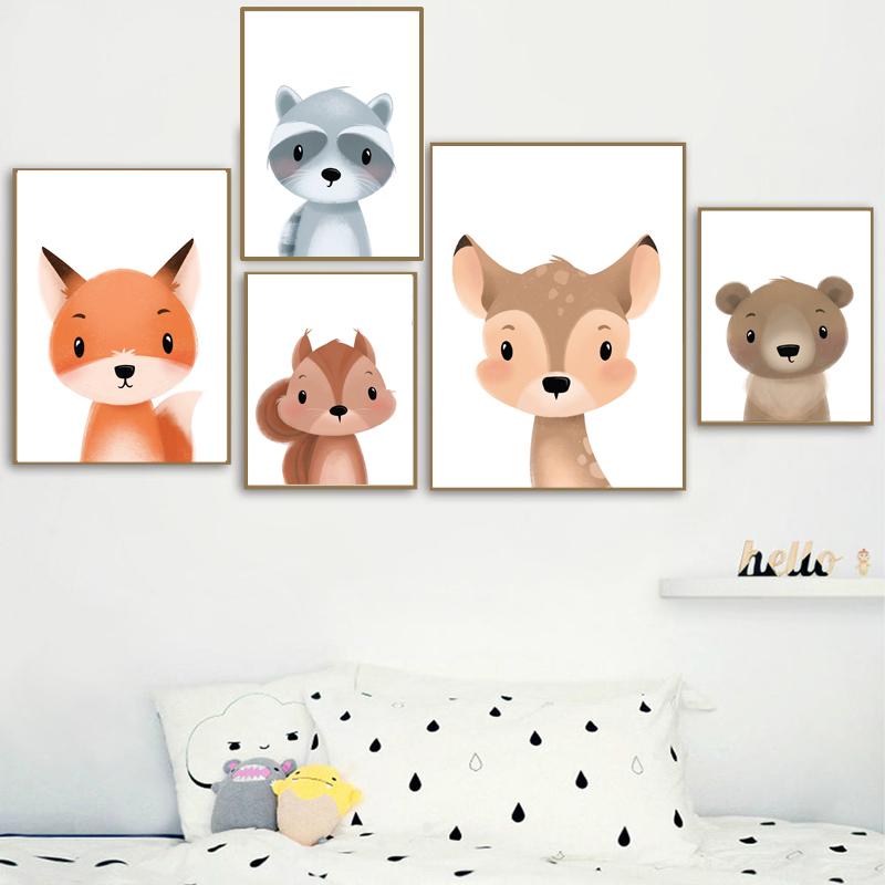 Foaie de decorare cu animale Poze Poster de artă de perete Pânze pentru copii Picturi de cameră pentru grădiniță Printuri decorative Postere de perete fără cadru