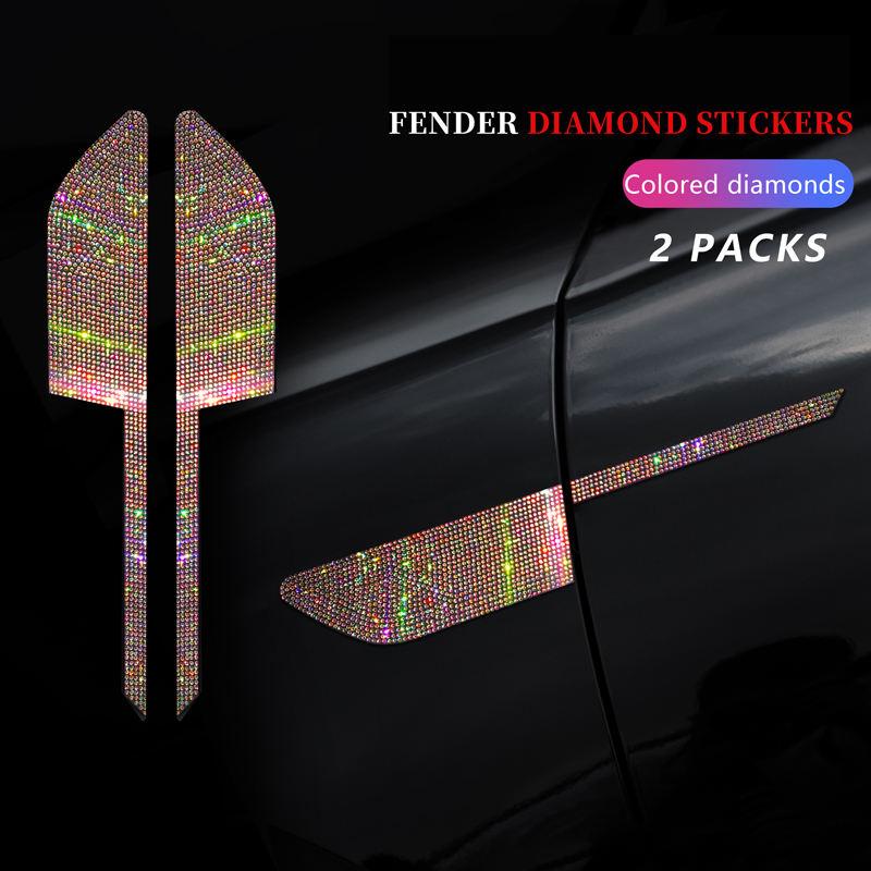 2 Stück Diamant Auto Seitenkotflügel Aufkleber Antikollisions Dekorativer Aufkleber Auto Warnung Styling Bling Autozubehör für Frauen