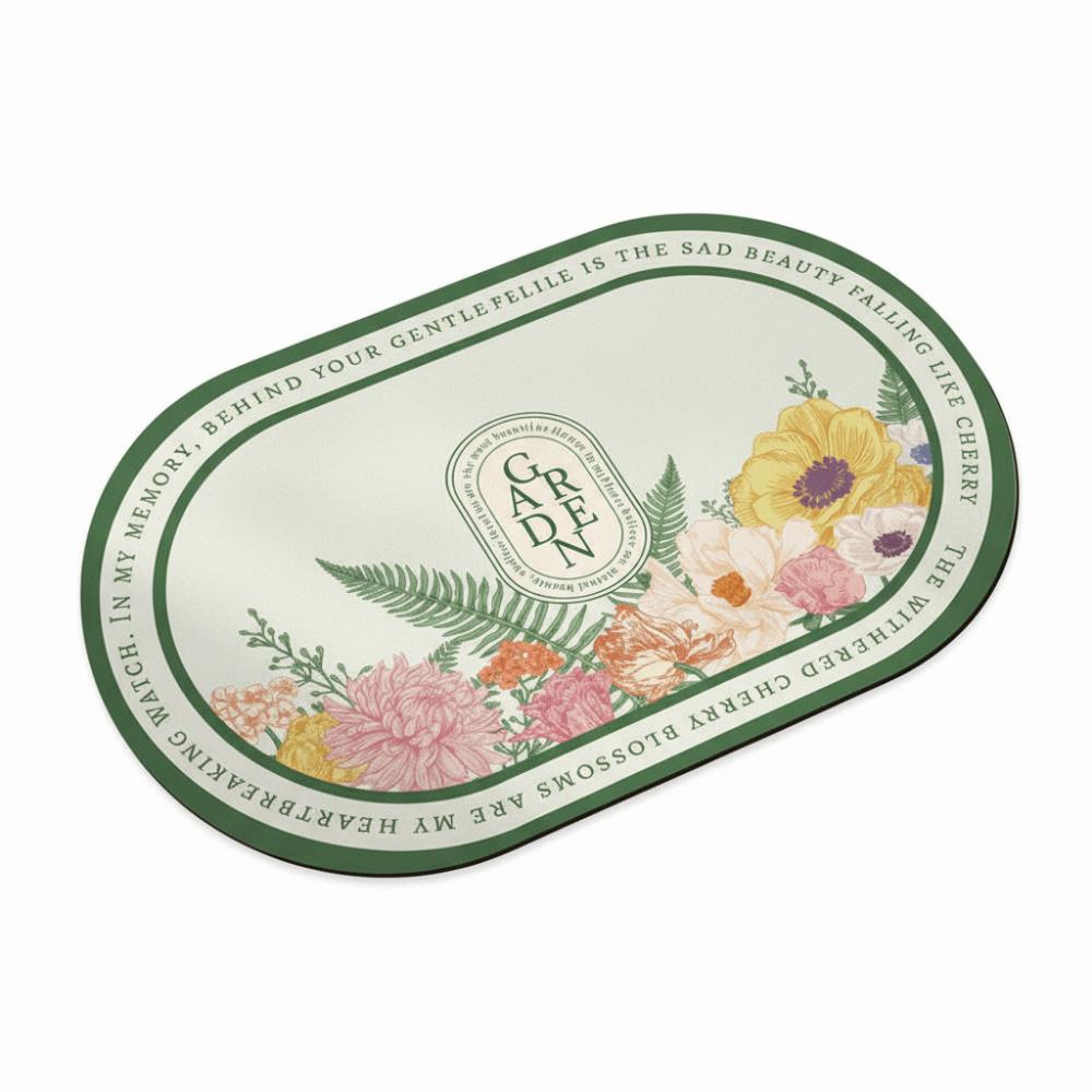 Elegant Absorberande Badrumsmatta Blommönster Halkskydd Dörrmatta Badrumsmatta Badrumsgolv