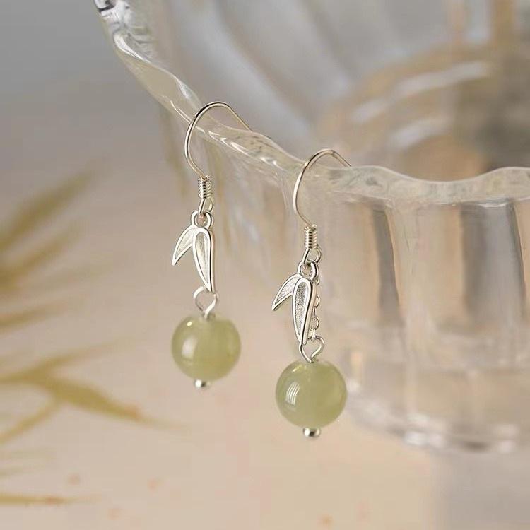 2024 New High-End Light Luxury Hetian Jade & Sterling Silver Earrings for Women