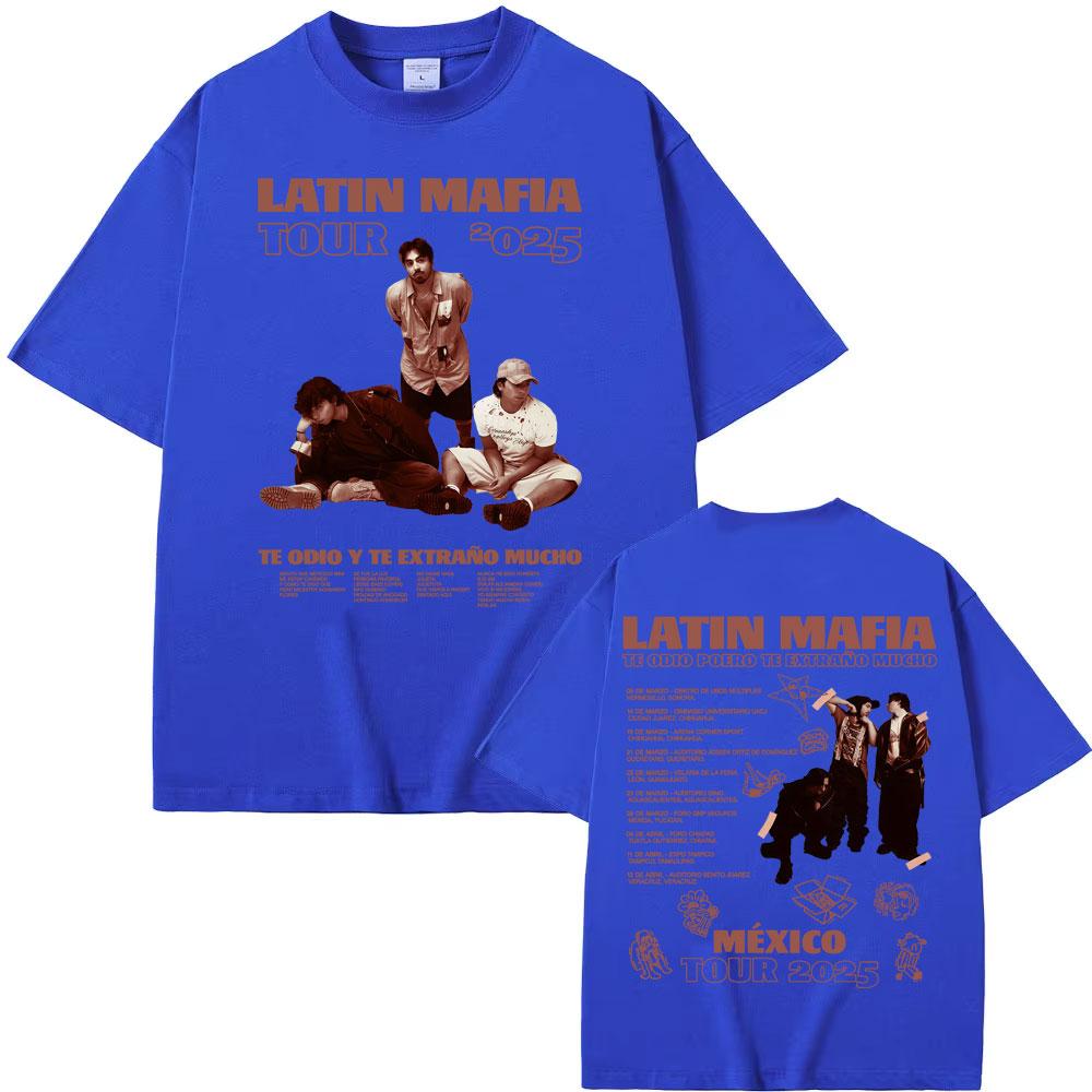 Rock Band Latin Mafia Mexico Tour 2025 Graphic T-shirts Men's Clothing Harajuku Hip Hop Punk Oversized T Shirt Unisex Streetwear