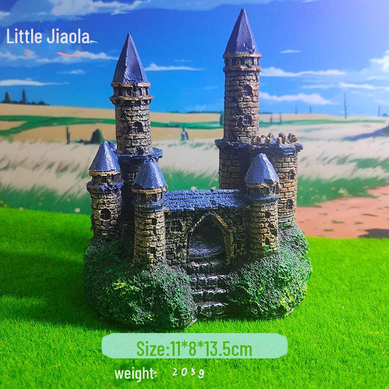 European-Style Castle Fish Tank Ornament - Antique Manor Design for Landscaping and Gardening