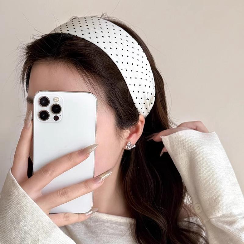 Retro Black White Polka Dots Wide Edge Headbands Woman Temperament Non-Slip Hair Band Hair Accessories