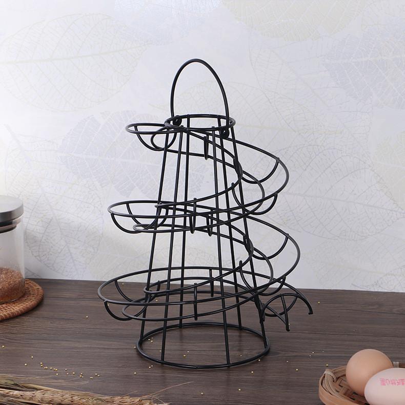 Kitchen Creative Spiral Egg Rack With Hanging Basket For Home Storage And Organization