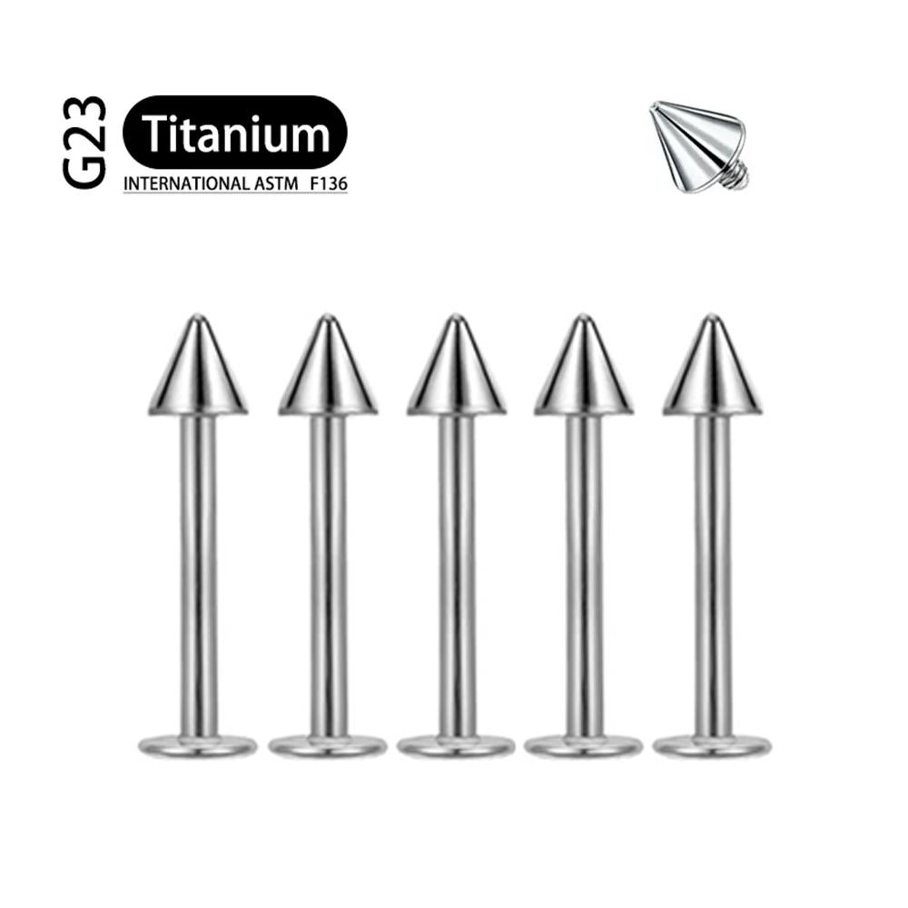 5Pcs Implant Grade F136 Titanium Gothic Spike Labret Tragus Helix Bar Lip Bar Rings Stud Cartilage Ear Piercings Body Jewelry