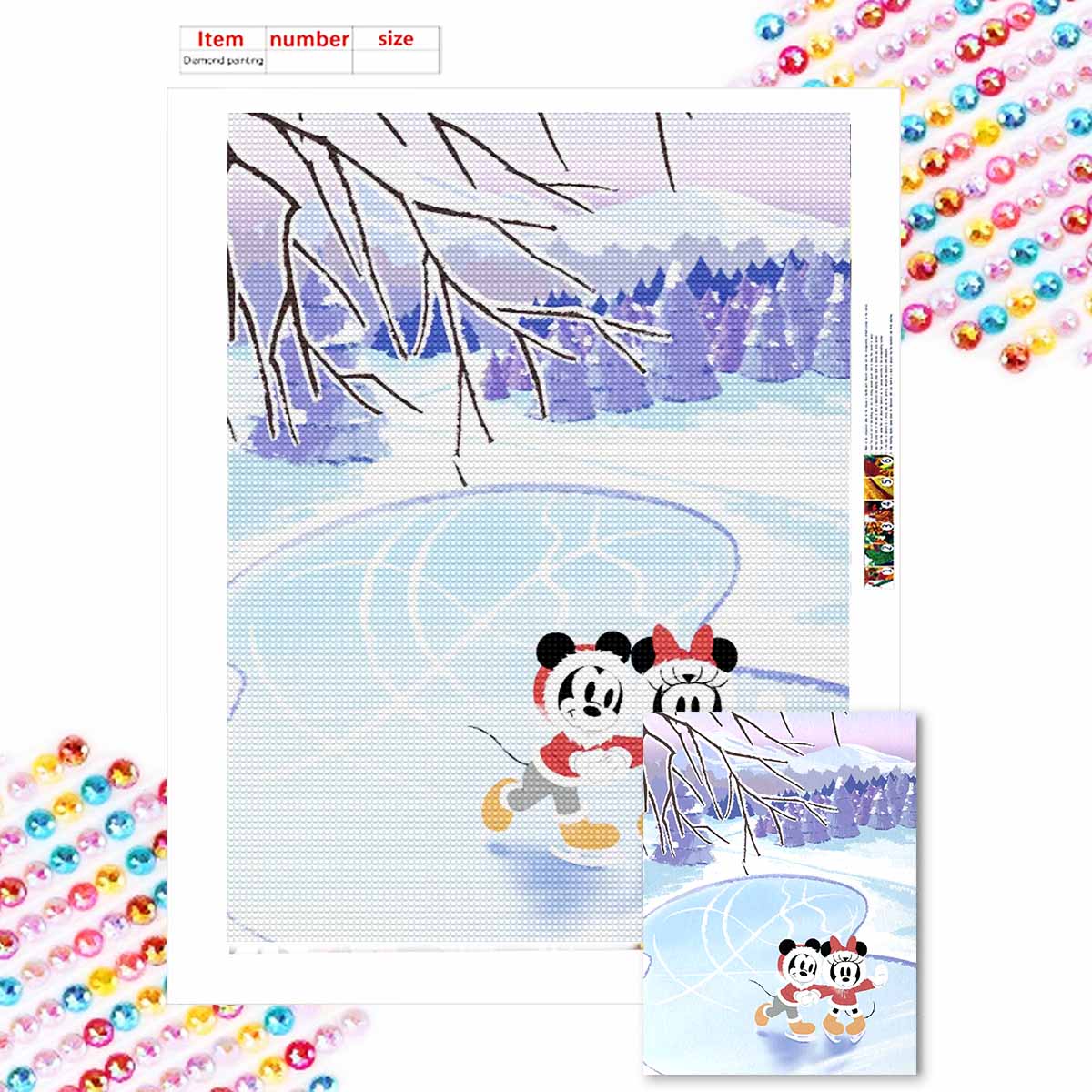 

Full Round Diamond Painting Mickey Skating Art Rhinestone Picture Mosaic DIY 5D Cross Stitch Embroidery Home Decoration Round 20x30cm