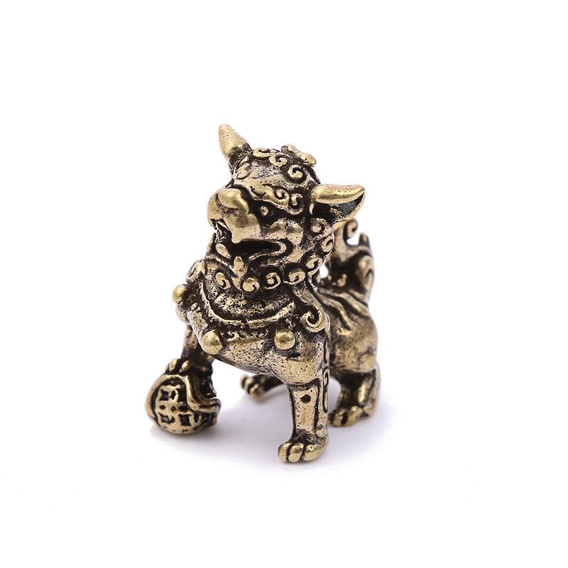 Ornamento criativo de unicórnio de latão antigo mini pingente de chaveiro retrô ornamento de mesa de escritório