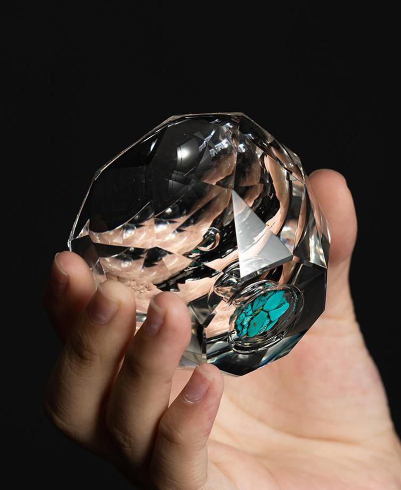 4ks 50ml Křišťálová fasetovaná sada sklenic na likér Vodka Whisky Sklenice na lihoviny Tyrkysová / Zlatá Pohár na víno Soju Brandy Barové náčiní