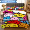 3PCS Mr Man Colorful Creatures Bedding Set 2D Printing (Includes 1 Duvet Cover + 2 Pillowcases Coreless), Bedroom decor,Fan gift