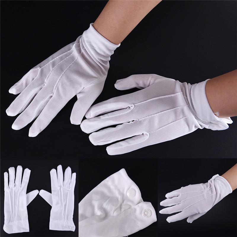 1Pair White Cotton Formal Gloves Tuxedo Honor Guard Parade Santa Men Inspection