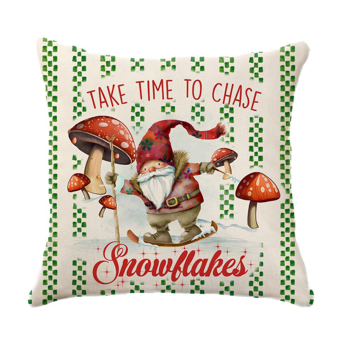 

Рождественская льняная наволочка Мультяжный расписанный вручную грузовик Голова Санты Рождественская наволочка с принтом 45Cm single-sided printing