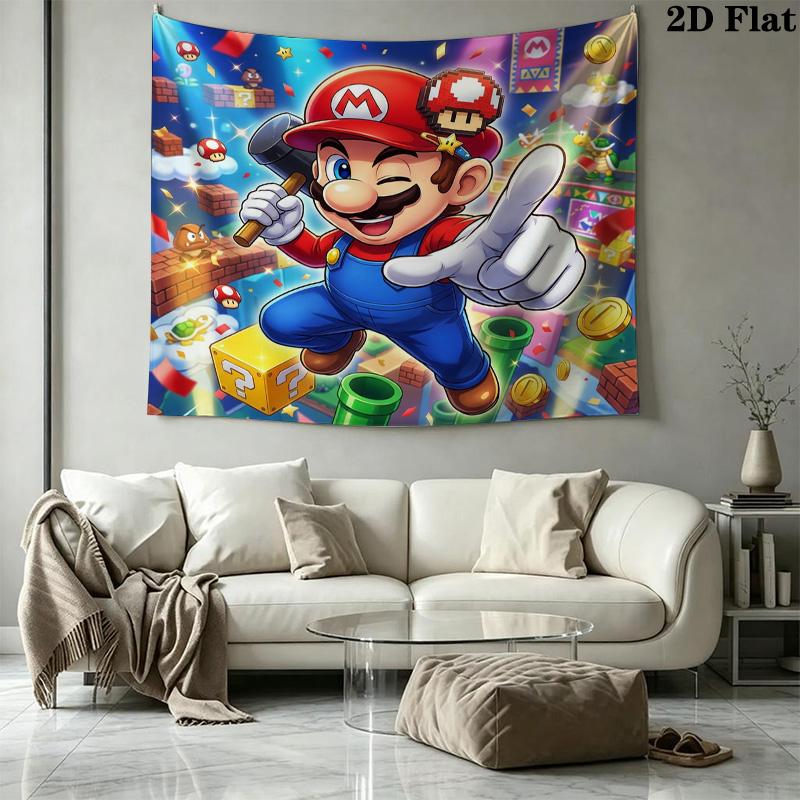 Super Mario Wall Tapestry Aesthetic Wall Hanging Printed Fabric Blanket Decorative Tapestries For Bedroom Living Room Home Decor