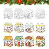 12pcs Christmas Paper Colored Houses DIY Handmade Colored Cardboard Houses Holiday Party Gifts For Teens Girls boys