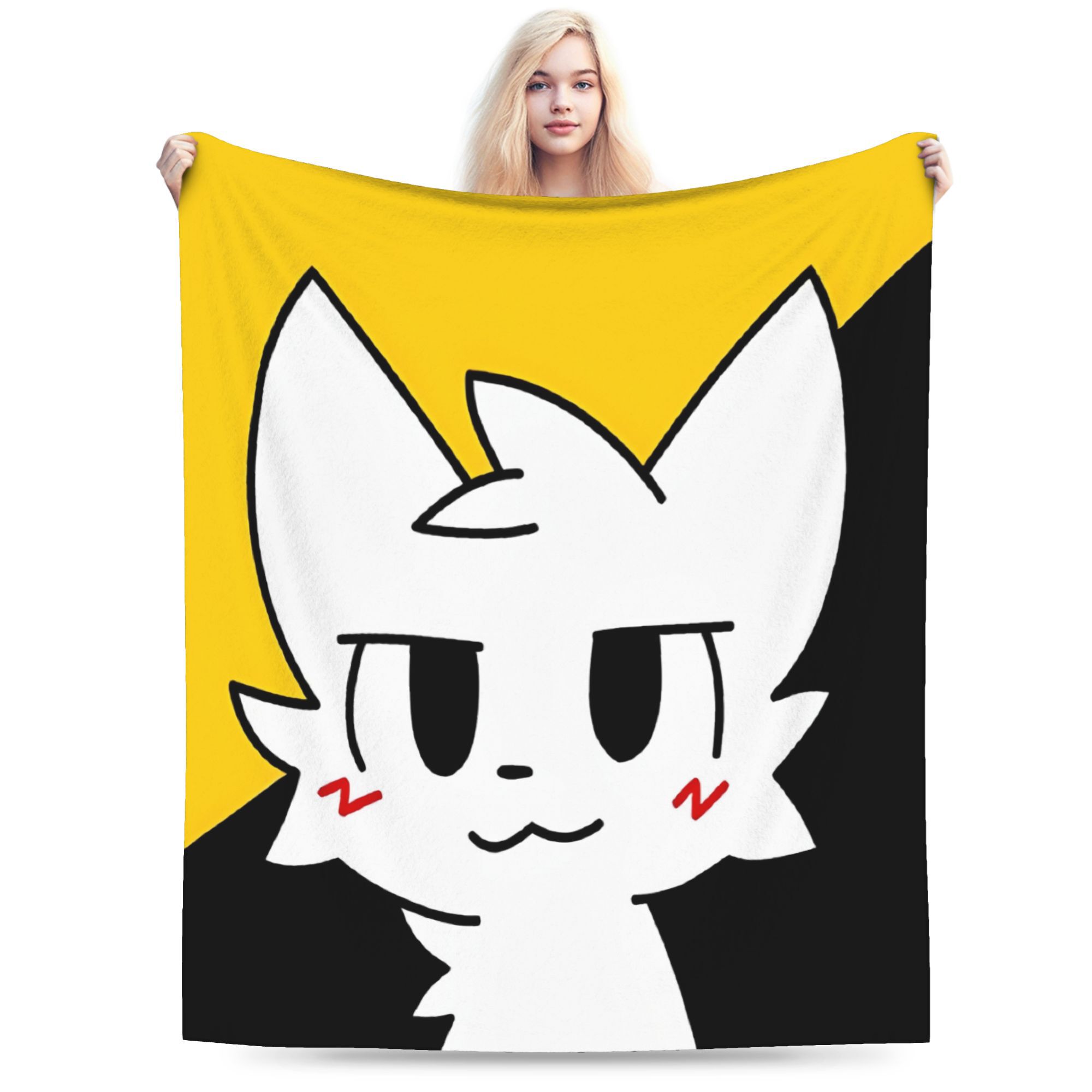 Boykisser Silly Cat Blanket Lightweight Thin Velvet Comfortable Gift Throw Blanket Bedspread Size: 75*100cm, Weight: 230 GSM
