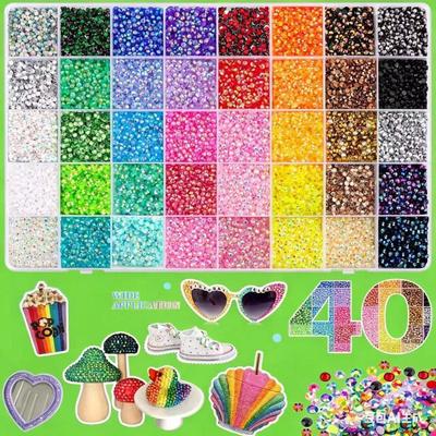 40-Color Resin Nail Art Rhinestone Set: DIY Flat-Back Decorations