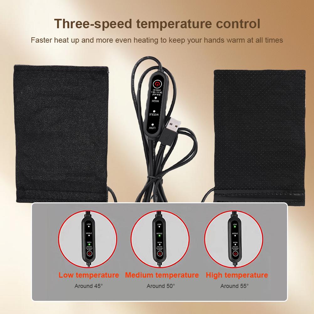 12V USB Motorrad Heizgriffabdeckung 3 Gänge Beheizte Handgriffe Rutschfester Lenkerheizer Wärmer Motorradzubehör