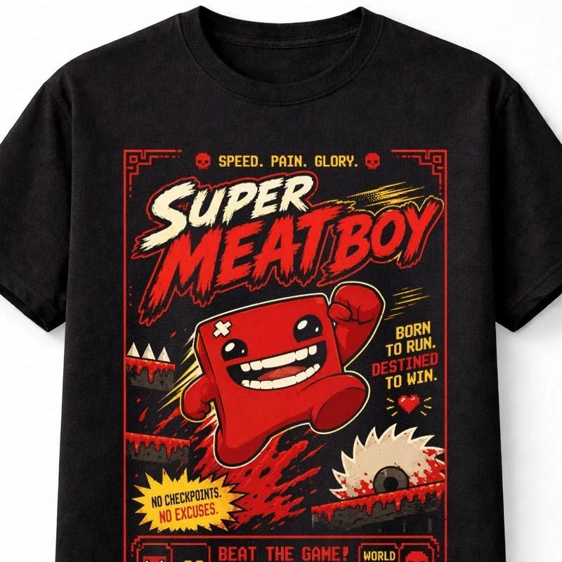 Super Meat Boy Retro Platform Gaming Graphic Unisex TShirt S