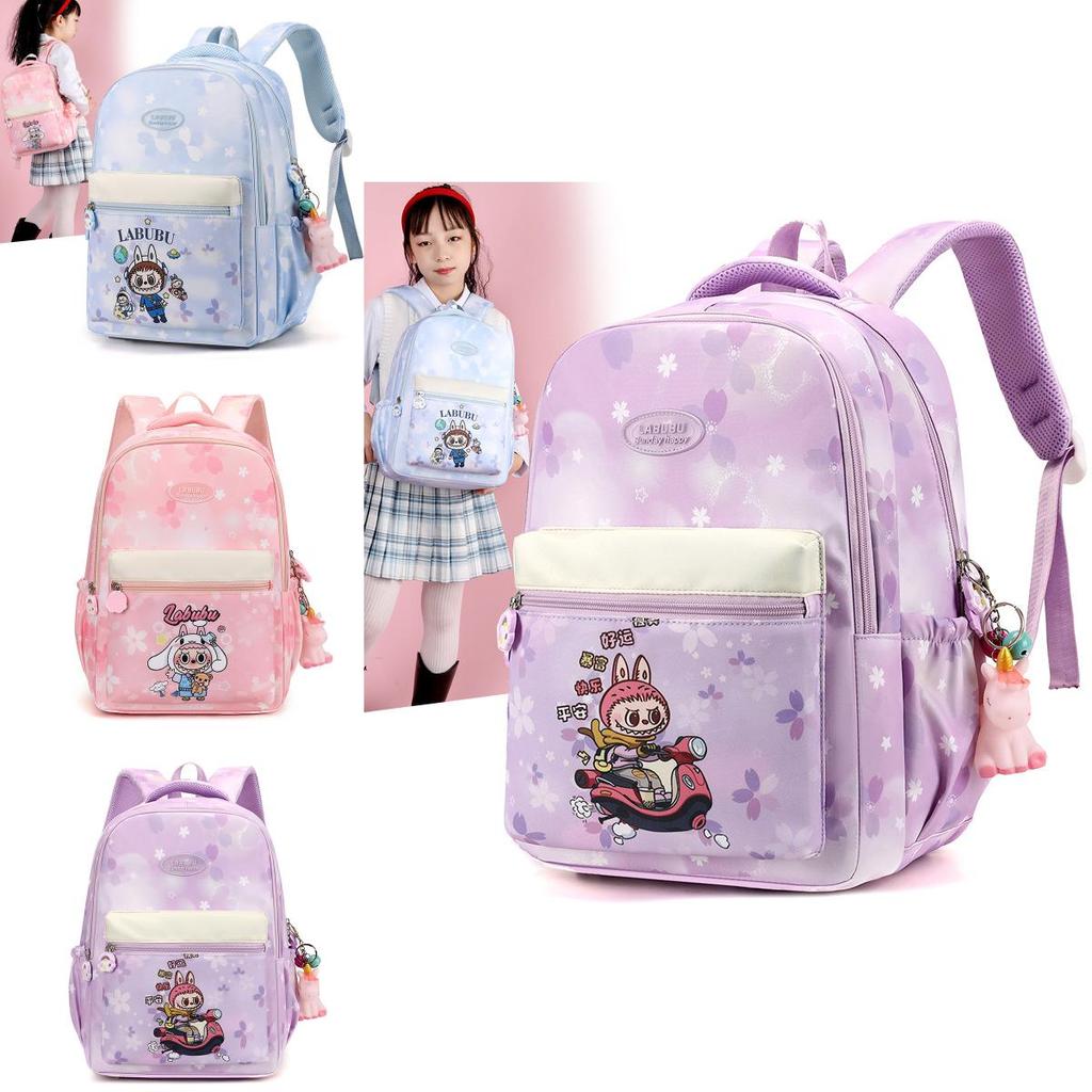 Adorable Labubu Cartoon Backpack For Kids Lightweight And Trendy Design Available In Pink Purple And Blue