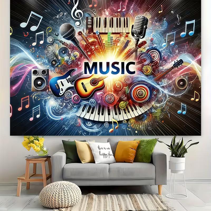 Vibrant Music Notes Backdrop Musical Instruments Rock Party Background for Photoshoot