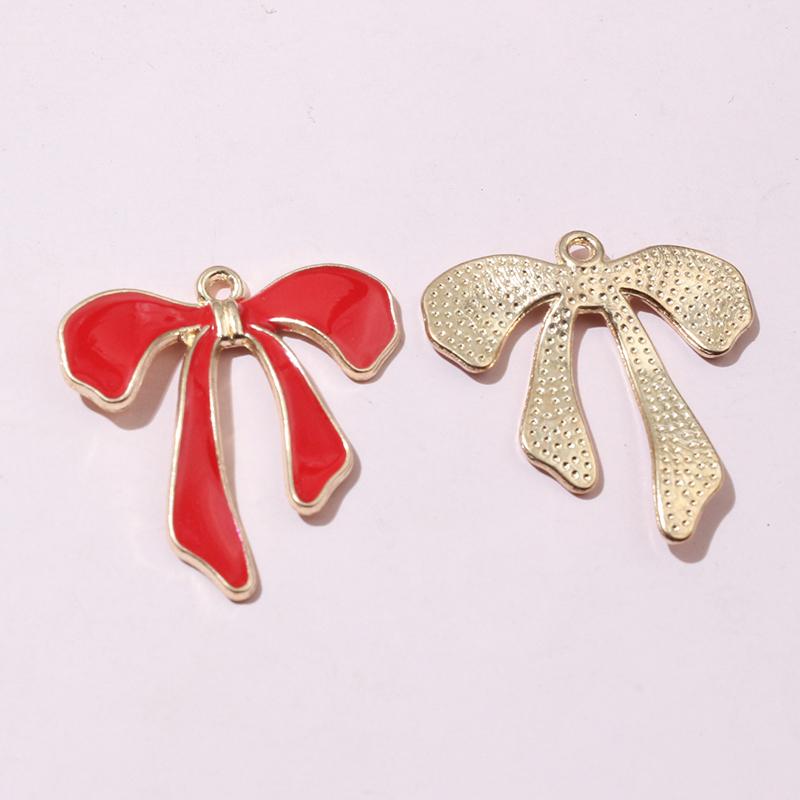 10-20pcs Bow Charms Pendant Enamel Alloy Metal Craft DIY Jewelry Making Accessories Findings for Earrings Necklace Bracelets