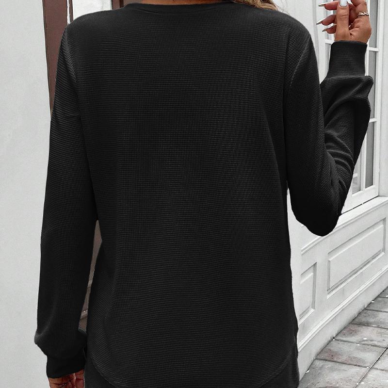 Felpa Oversize da Donna Autunno Inverno 2025 Colore Unico Girocollo Manica Lunga Chic Casual