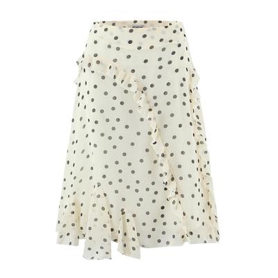 French Polka Dot High-Waisted Ruffle Midi Skirt for Women - Korean Style Spring/Summer