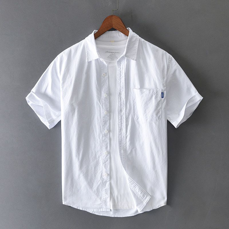 Summer Oxford Short-Sleeved Casual Shirt for Men, Hong Kong Style, High-End Quality, Versatile, Loose Half-Sleeved Casual Shirt