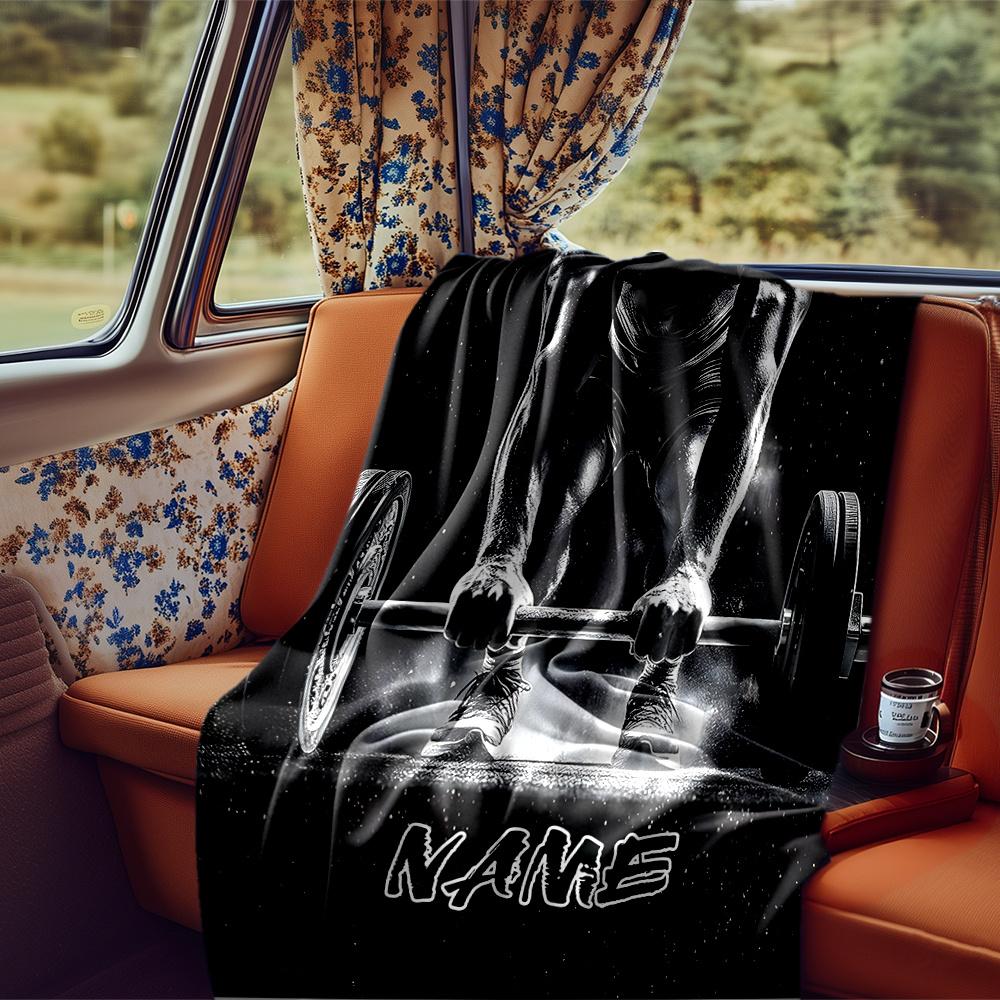 Powerlifting Strength And Intensity In The Gym Blanketcustomizable With Your Namecomfortable And Stylish Perfect For Travel Beds Chairs Offices Sofas