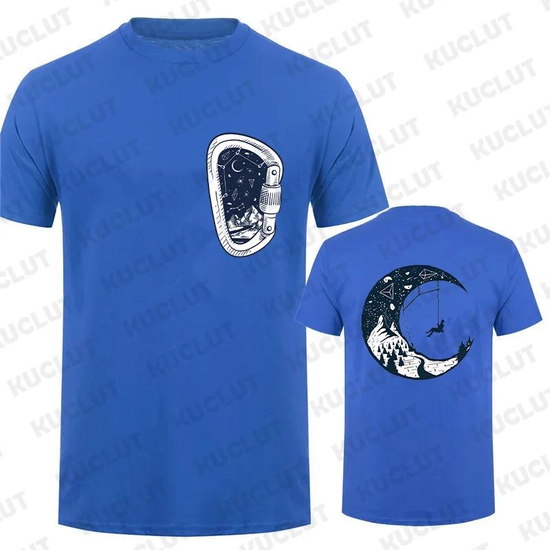 Men T-shirts Summer Casual Tees Mountain Duplex Printing Round Neck Short Sleeve Y2k Tops Rock Climbing Male Oversized Clothing