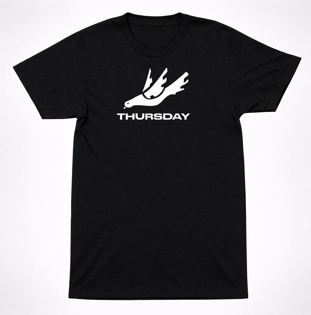 Thursday White Text Dove Logo Bird Post-Hardcore Emo Band Retro T-Shirt S разноцветный
