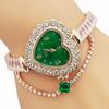 Montre à réglage automatique pour femme avec bracelet en strass et cadran en forme de cœur