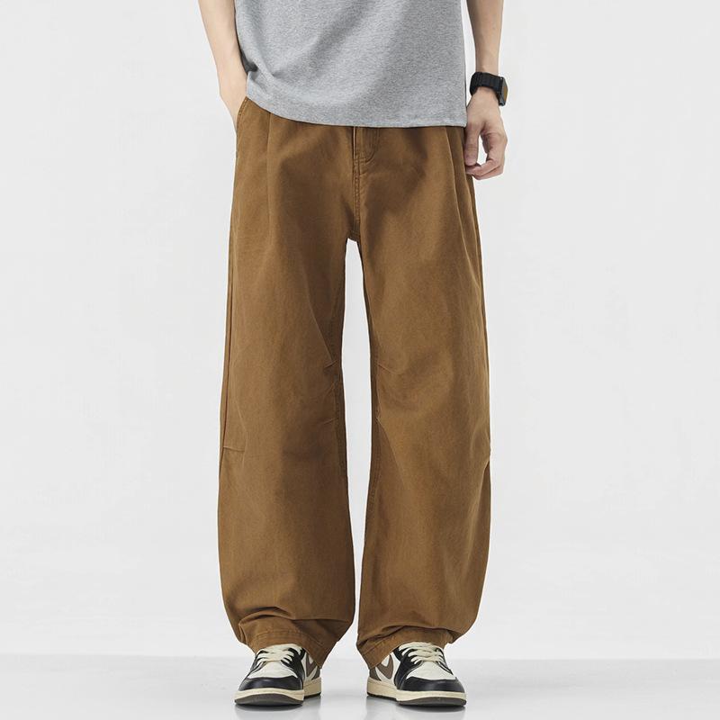 Spring new three-dimensional tailoring casual pants men's American trendy brand versatile loose wide-leg straight trousers