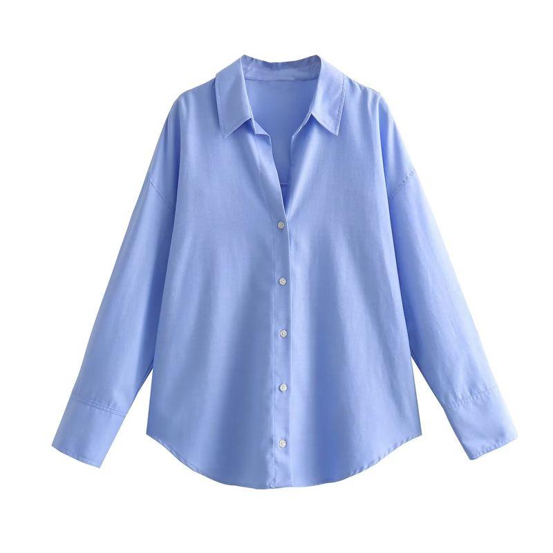Kaslead Women's Fashion Style Long Sleeves Lapel Shirt