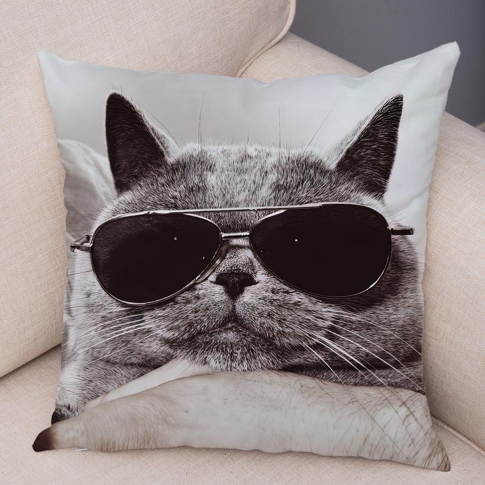 Cute Cat Dog Photo Cushion Cover Realistic Animal Portrait Print Soft Blend Sofa Living Room Bedroom Home Decor Throw PillowCase