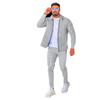 Autumn 2025 Men's Waffle Knit Long Sleeve Zip Cardigan & Turn-Down Collar Casual Sports Set
